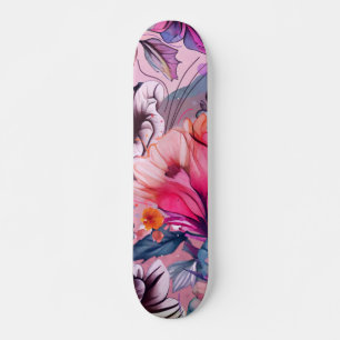 Skateboard Hello Spring Happiness Time, aquarelle florale