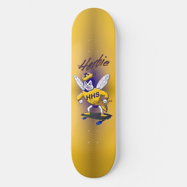 Skateboard Herbie Skateboards avec sa trompette (Recto)