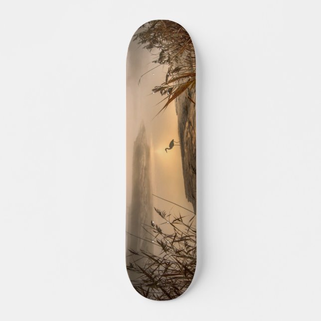 Skateboard Heron Heaven - Paysage sur le lac (Devant)