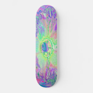 Skateboard Hibiscus Psychedelique Tripant Vert Citron et Viol