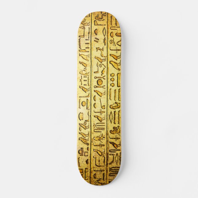 Skateboard Hiéroglyphes égyptiens anciens Patins Jaunes (Recto)