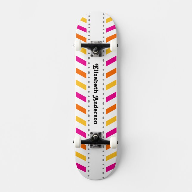 Skateboard Hip Pink Orange et jaune Chevron raypes (Recto)