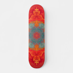 Skateboard Hippie psychédélique bleu orange et rouge