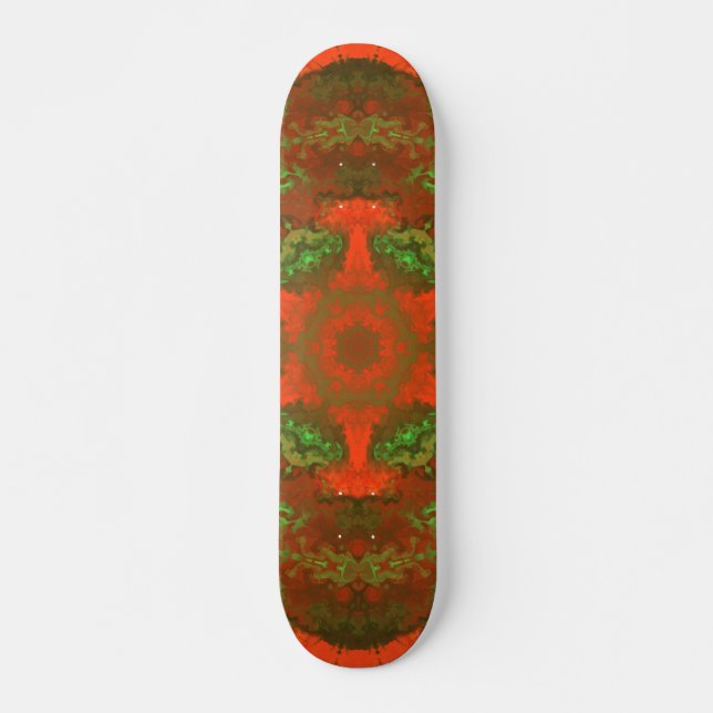 Skateboard Hippie psychédélique rouge et vert (Devant)