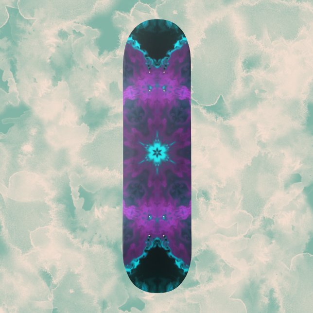 Skateboard Hippie psychédélique violet et Turquoise (Créateur téléchargé)