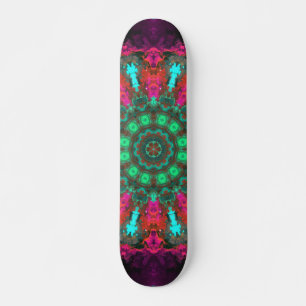 Skateboard Hippie psychédélique violet rose et Turquoise