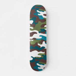 Skateboard Hiver Urban Camo Blanc Brown Turquoise