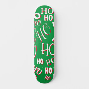 Skateboard HO HO HO Texte de Noël motif blanc vert rouge