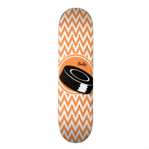 Skateboard Hockey ; Orange et White Chevron
