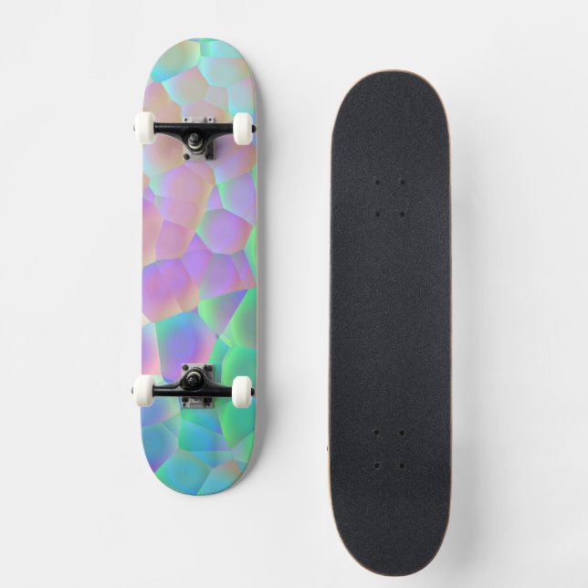 Skateboard Holographic Glass Pattern, Iridescent Colors (Recto)
