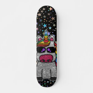 Skateboard Holographic Rainbow Unicorn Sparkly Stars Magical