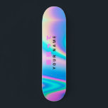 Skateboard Holographique moderne Nom japonais Vague<br><div class="desc">Personnalisez facilement ce skateboard moderne et coloré avec votre nom personnalisé, texte, message de chance ou tout texte personnalisé. Le skateboard a un Holographic Rainbow Pastel Wave abstrait design arrière - plan avec une simple esthétique unicorne et une mignonne citation japonaise animé disant 頑 っ て (ganbatte), c'est la meilleure...</div>