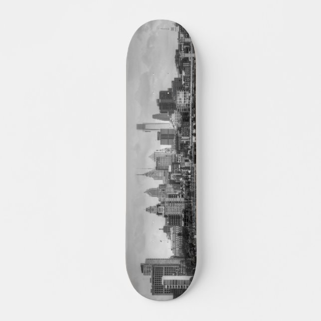 Skateboard Horizon de Philadelphie en noir et blanc (Devant)
