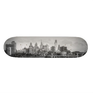Skateboard Horizon de Philadelphie en noir et blanc