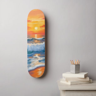 Skateboard Horizon Fondue   Coucher de soleil aux vagues de l