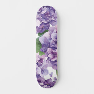 Skateboard Hortensia Violet Fleur Aquarelle Lavande Fleurit