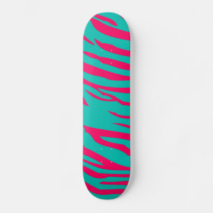Skateboard Hot rose Turquoise Zebra Imprimer Animal Comp Skat