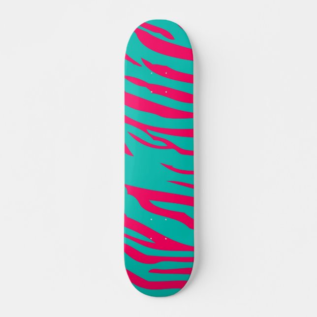 Skateboard Hot rose Turquoise Zebra Imprimer Old School Skate (Devant)