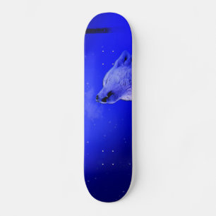 Skateboard Howling Timber Wolf in the Snow Lite Night