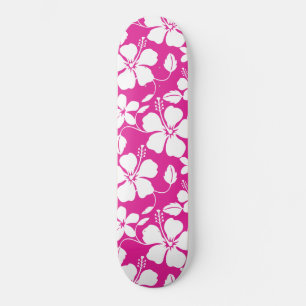 SKATEBOARD HULA HAÏIENNE (HIBISCUS) ROSE CHAUDE