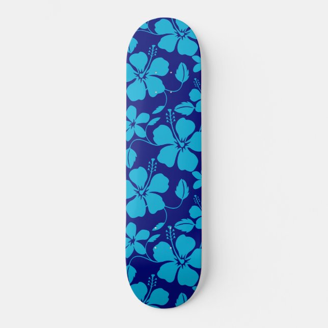 SKATEBOARD HULA HAWAIEN (HIBISCUS) BLEU FONCÉ/CLAIR (Recto)