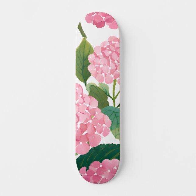 Skateboard Hydrangea Rose Aquarelle Florale Côtière (Recto)