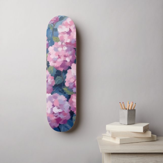 Skateboard Hydrangeas Florales Rose Pâle (Art mural)