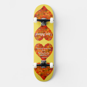 Skateboard I Love Automne—Rouge Aspen Leaf Heart 1, Citation 