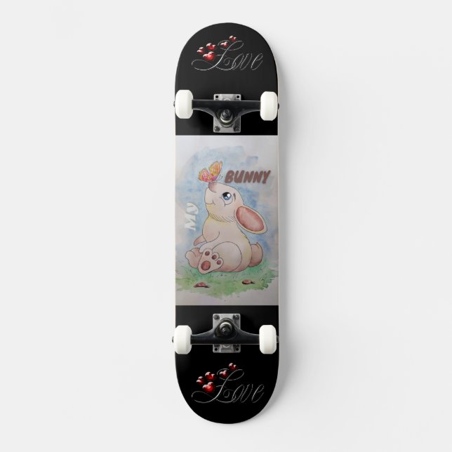Skateboard I Love My Bunny dessin animé (Recto)