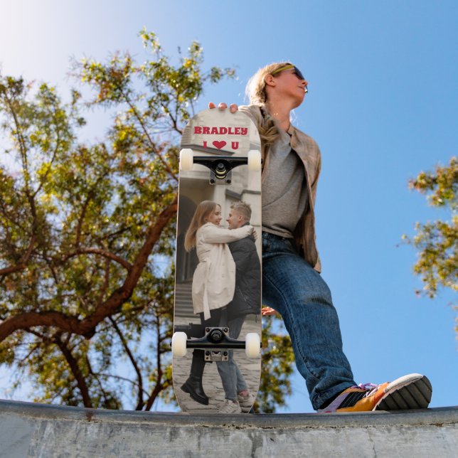 Skateboard I Love You Add Your Own Photo Custom Name (Extérieur 1)