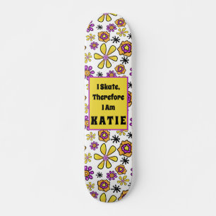 Skateboard I Patinage Super Retro Nom personnalisable Skatebo