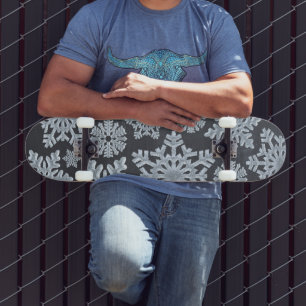 Skateboard Icy Froid Snowflakes hiver Noël Chalkboard