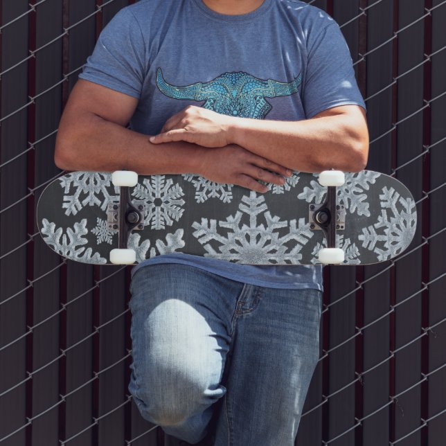 Skateboard Icy Froid Snowflakes hiver Noël Chalkboard (Extérieur 3)
