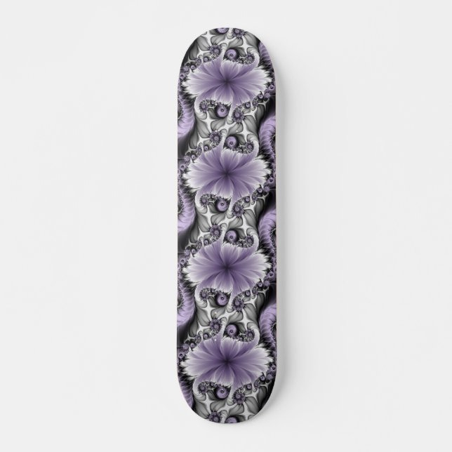 Skateboard Illusion de lilas Art floral abstrait fractal Fant (Devant)