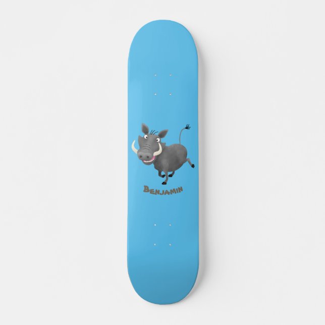 Skateboard Illustration amusante d'un cochon de phacochère af (Devant)