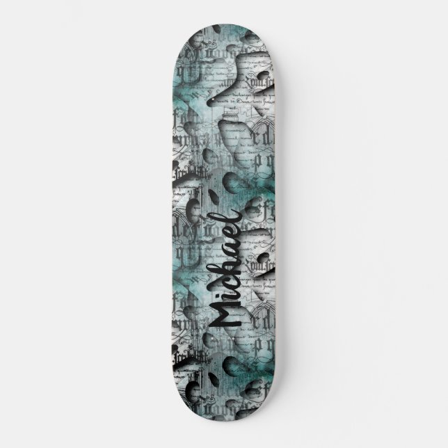 Skateboard Illustration Blue Grafitti Swag avec typographie (Recto)