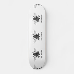 Skateboard Illustration d'abeille ouvrière vintage