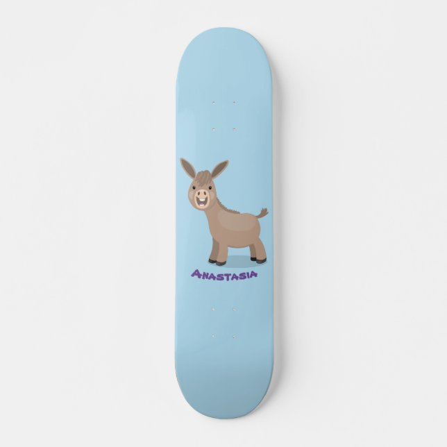 Skateboard Illustration d'âne miniature joyeux (Devant)