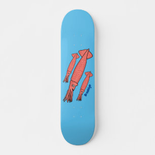 Skateboard Illustration de calamar rose