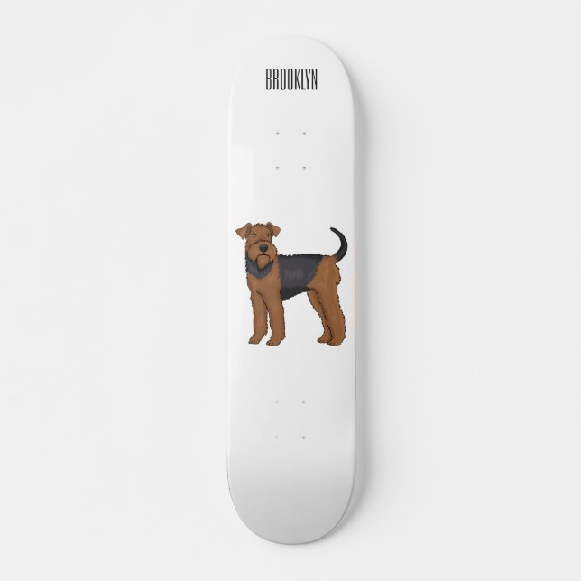 Skateboard illustration de chien airedale terrier de dessin a (Devant)