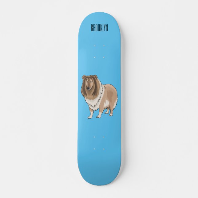 Skateboard Illustration de chien Rough collie (Devant)