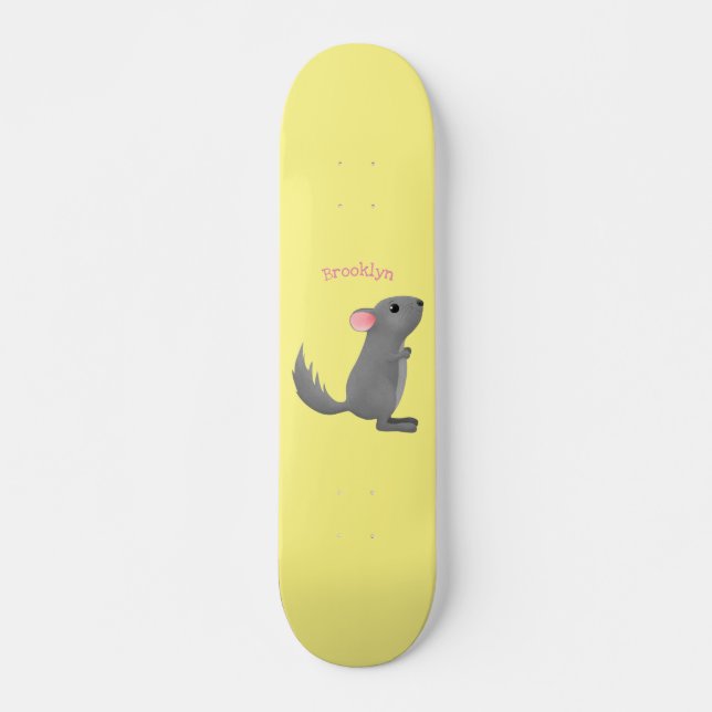 Skateboard Illustration de chinchilla gris mignon (Devant)