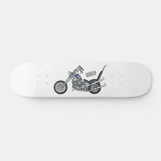 Skateboard Illustration de Chopper Motorcycle 1950 (Horz)
