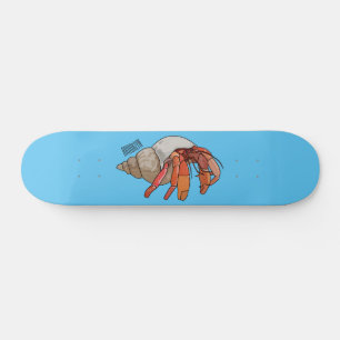 Skateboard illustration de crabe solitaire de dessin animé