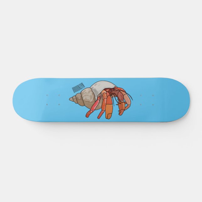 Skateboard illustration de crabe solitaire de dessin animé (Horz)