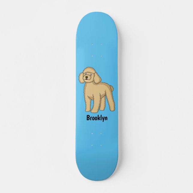 Skateboard Illustration de dessin animé de caniche brun heure (Devant)