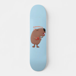 Skateboard Illustration de dessin animé de capybara ukulele