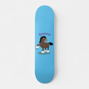 Skateboard Illustration de dessin animé de cheval de trait Cl
