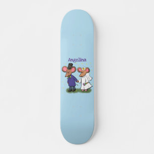 Skateboard Illustration de dessin animé d'un couple de souris