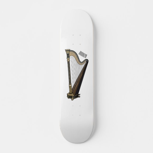 Skateboard Illustration de dessin animé sur la harpe (Devant)